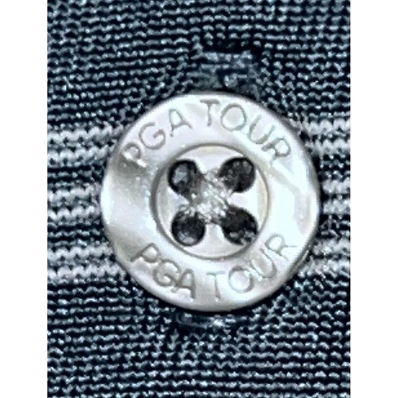 PGA Tour Golf Shirt Size XL Extra Large Polo Gray White Striped - Picture 6 of 11